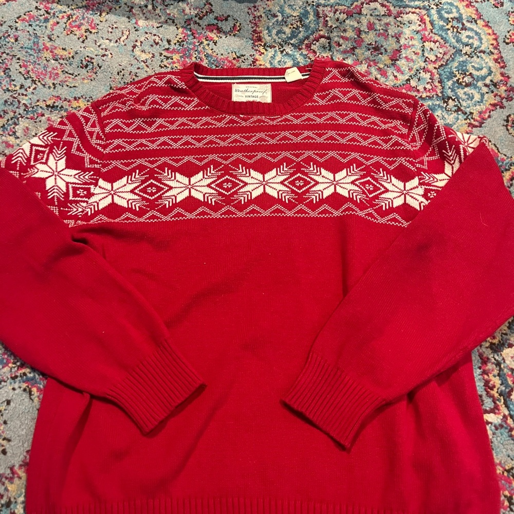 Weatherproof Red and White Crewneck Sweater